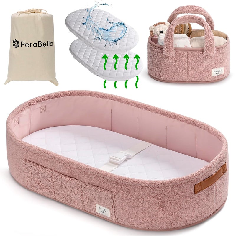 Baby Changing Basket (Cozy Teddy Pink)